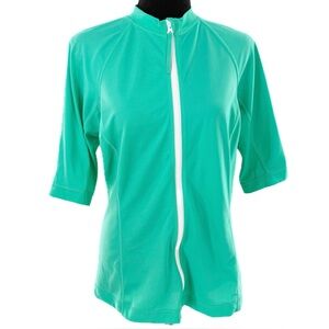 Lands' End Mint Green Nylon/Spandex S/S Full Zip Rash Guard Swim Jacket Size M